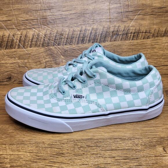 VANS green white checkerboard lace up sneaker sz 6.5 - Picture 1 of 8